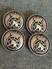 Four Horses Head Crossed Polo Mallets And Crown Metal Shank Buttons