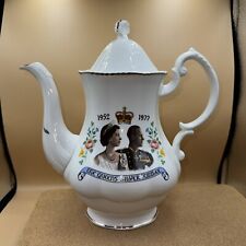 Sheriden Bone China Vintage 1977 Queen Elizabeth II Silver Jubilee Teapot Large