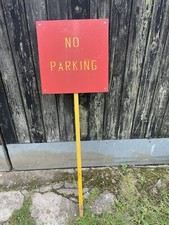 Vintage Handmade Metal No Parking Sign On Pole Tv Film Stage Prop