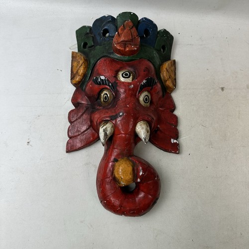 Wooden ganesha mask - mask, hand