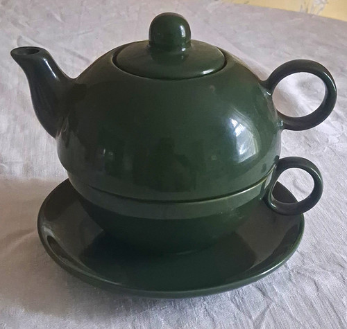 Green glazed ceramic tea - green,
