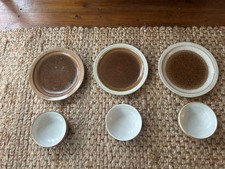 Iden Pottery Handmade Stoneware Tableware Plates Bowls Brown set of 6  