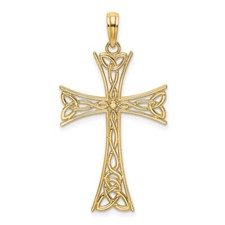 10K Yellow Gold Polished Celtic Knot Cross Pendant