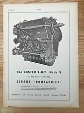 1954 Aircraft Advert BLACKBURN & GENERAL CIRRUS BOMBARDIER AUSTER AOP MARK 9