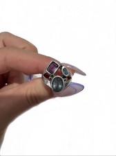 Sterling Silver Amethyst  Blue Topaz ring by Shankari