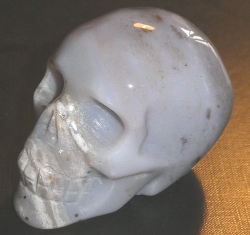 Large agate skull - carved, moss