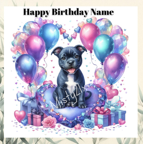 Personalised staffy greeting - personalised,