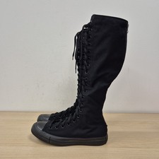 Converse All Star Canvas Trainers Knee High Tall Triple Black Shoes Boots UK 6