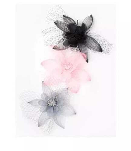 Flower mesh feather clip - feather,