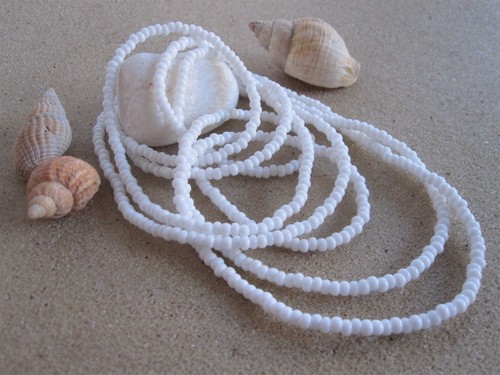Seed bead necklace white extra - white,