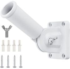 Flag Pole Holder, Aluminum Alloy Flagpole Mounting Bracket with Hardware, White