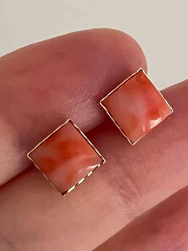 9ct gold coral earrings - , 1.2g