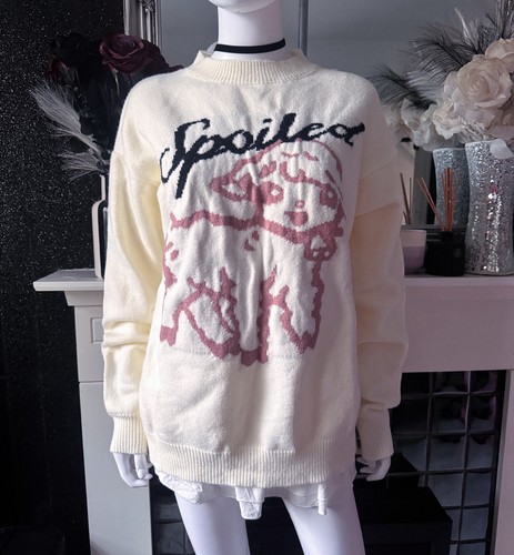 Cream sheep print cute knit - sheep,