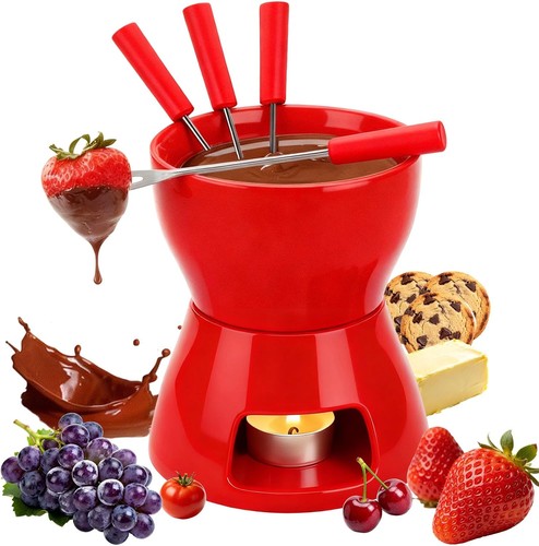 Red chocolate cheese fondue - chocolate,
