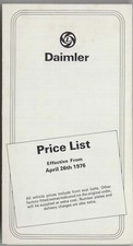 Daimler Original Price List April 1976 XJ Saloon Coupe Sovereign Double-Six Limo