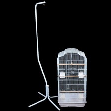 Large Metal Bird Cage with Stand in Black or White Strong Stable Steel Frame