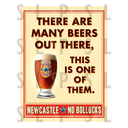 Newcastle brown ale metal sign - brown,