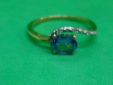 LADIES, NATURAL TANZANITE & DIAMOND. 10 CARAT YELLOW GOLD RING, SIZE U NEW OTHER