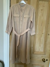 USED[ IN CLEAN & VERY GOOD CONDITION], ZARA DUSKY PINK LINEN MIX SHIRT DRESS 16.