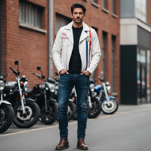 Gulf white racing leather - white,