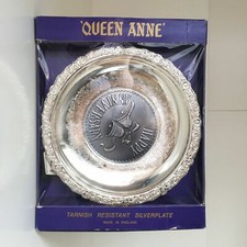 Boxed Queen Anne Happy Anniversary Tarnish Resistant Silver Plated Plaque Plate