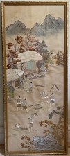 LARGE CHINESE EMBROIDERED ANTIQUE? PANEL EMBROIDERY FRAMED VINTAGE?