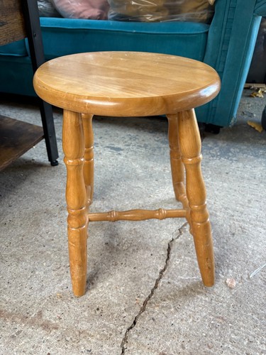 Round solid pine stool - stool, brown
