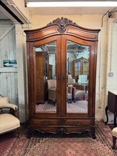 QUALITY FRENCH CARVED OAK TWO DOOR MIRRORED ARMOIRE/WARDROBE CIRCA 1900