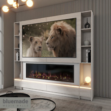 2400mm TV Media Wall Furniture Package With 60" Electric Fire NWO/WM