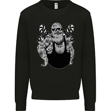 Tattoo Santa Funny Christmas Biker Motorbike Kids Sweatshirt Jumper