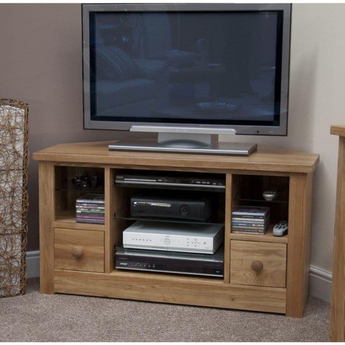 Solid oak corner television - oak,