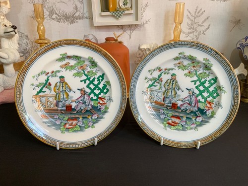 Pair antique tea plate h - tea, b&h