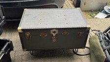 Vintage Travel Trunk Coffee Table with Hairpin Legs – Industrial / Mid-Century