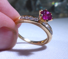 18ct Gold Ruby Diamond Ring UK Hallmark Iliana Size L 1/2 Boxed