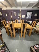  Modern Solid Oak Dining Table + 8 Chairs