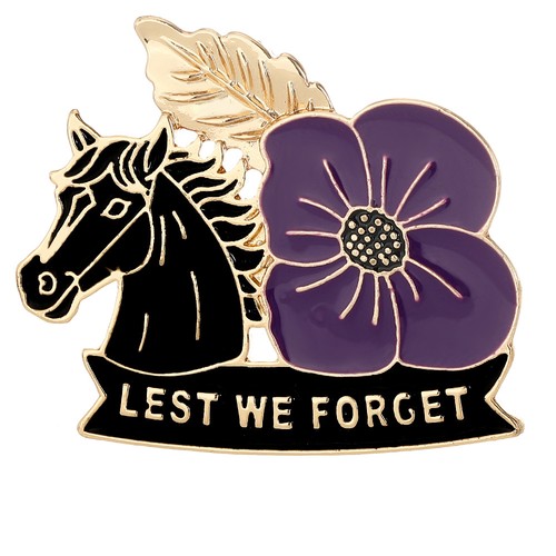 War horse purple poppy badge - war,