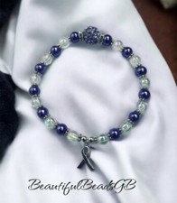 Purple Ribbon Awareness Bracelet Childs Or Ladies Bracelet Gift Medical Alert