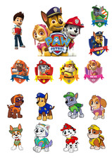16 PRECUT Paw Patrol Cupcake StandUp Cake Toppers Edible Wafer Card Decorations
