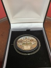 Antique Italian Micro Mosaic Vatican City Pin Brooch Grand Tour Pope Souvenir
