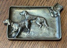Leon Chandon Art Noveau Cast Brass Ashtray With Hunting Dogs