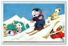1943 Panda Bear Sledding Snow