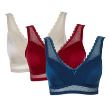 Rhonda Shear Mesh Dot Pin-Up Bra 3 Pack w/Removable Pads 514-144 , Size M