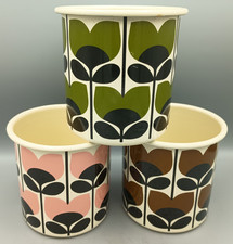 ORLA KEILY Set of 3 Enamel Retro Herb/Plant Pots - good used condition