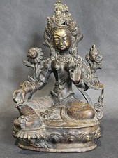 antique Tibetan or chinese Guan Yin Or Bodhisattva Bronze Statue 22cm High.
