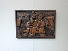 Vintage Wooden Pub Sign Plaque Hand Carved Men Drinking Man Cave Rare Bar Oak