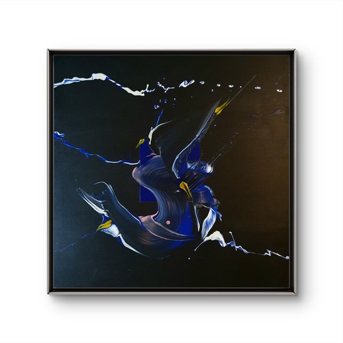 Midnight fluid art 24x24 - midnight,