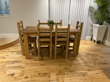 Farmhouse Rustic Dining Table with 6 Chunky Chairs