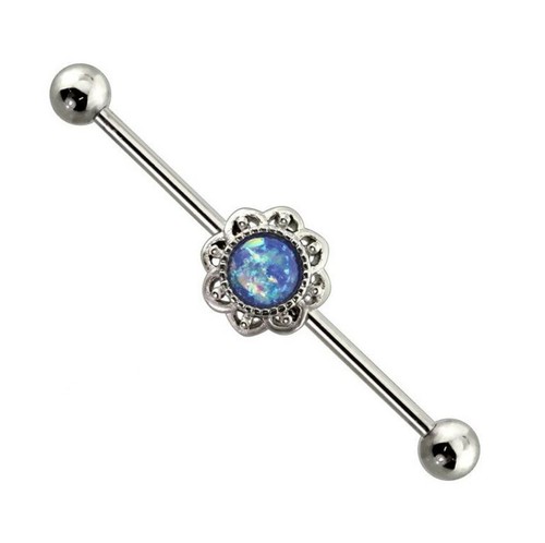 Opal blue scaffold bar 14g - opal,