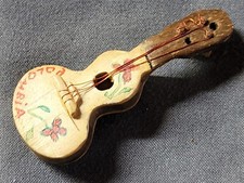 Vintage Folk Art Hand Made Mini Guitar Ukulele Wood Art Polombia Rare HTF Displa