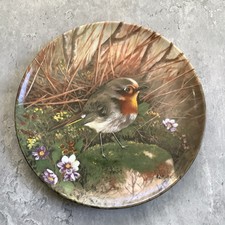 Vintage Tirschenreuth Bavaria “ROBIN ON THE WAYSIDE” Wall Hangable Plate